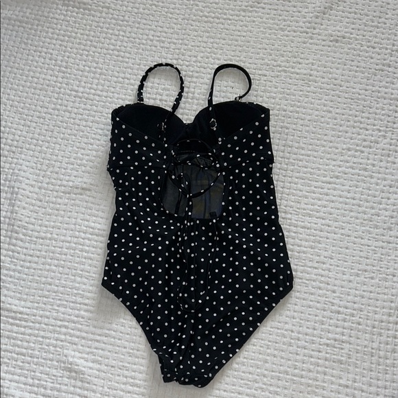 Shade & Shore Black and White Polka Dot One Piece Swimsuit - Picture 3 of 10